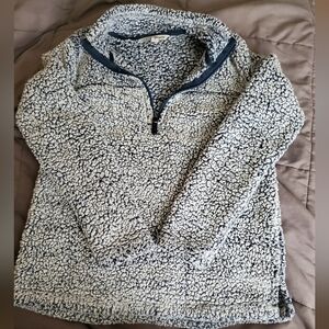 Port Authority Blue and White Cowl Neck Sweater Small
